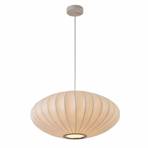 Suspension 1 lumière KATY Ø50 cm soie artificielle, abat-jour textile élégant, idéale pour salle à manger et salon 2